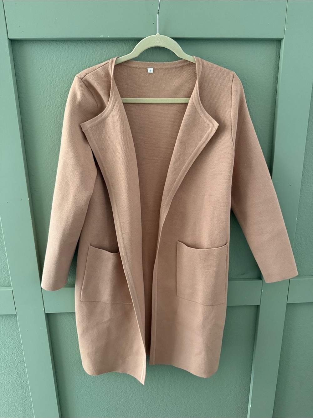 Open-Front Long Coatigan - Tan - Small